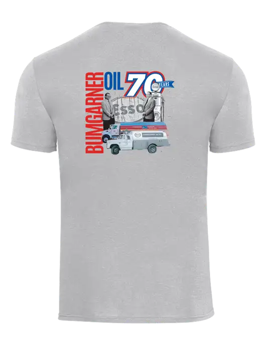 Light Grey Heather Heavyweight 6.1 oz T-Shirt w/70 Year Design Logo