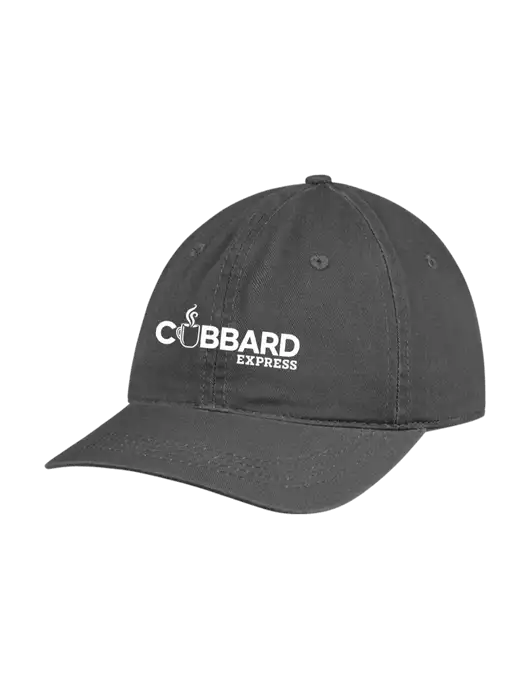 Garment Washed Unstructured Twill Charcoal Cap w/Cubbard Express Logo