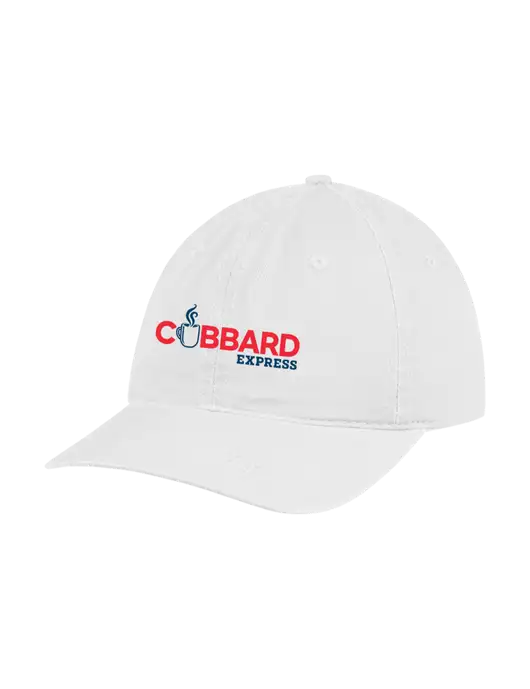 Garment Washed Unstructured Twill White Cap w/Cubbard Express Logo