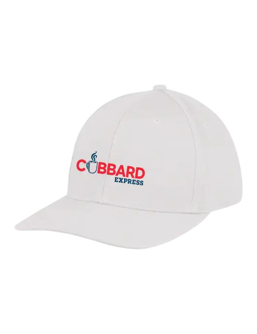 Premium Modern Structured Twill White Snapback Cap w/Cubbard Express Logo