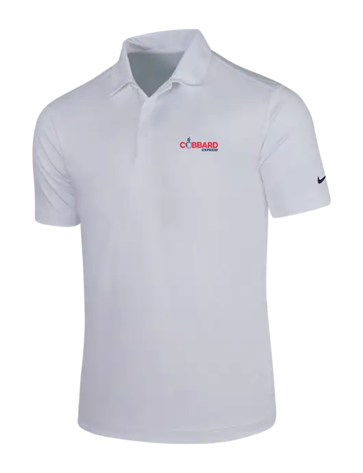NIKE White Dri-Fit Vertical Mesh Polo w/Cubbard Express Logo