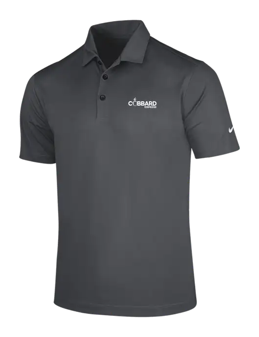 NIKE Dark Grey Dri-Fit Vertical Mesh Polo w/Cubbard Express Logo
