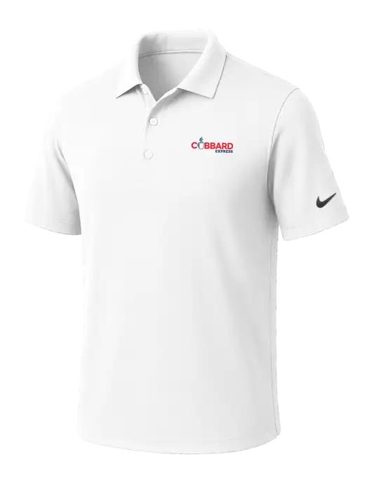 NIKE White Dri-Fit Micro Pique Polo w/Cubbard Express Logo