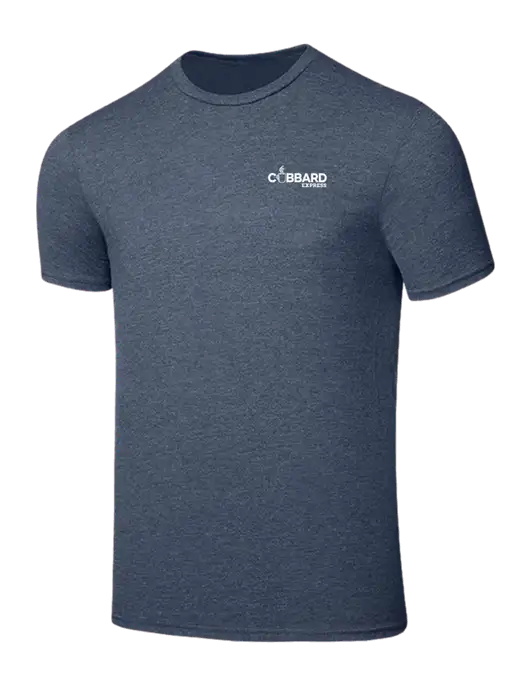Seriously Soft Heathered Navy T-Shirt w/Cubbard Express Logo