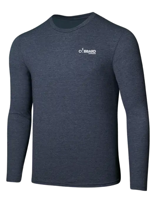 Seriously Soft Heathered Navy Long Sleeve T-Shirt w/Cubbard Express Logo