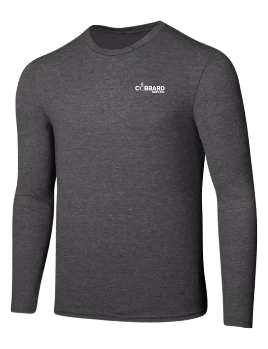Seriously Soft Heathered Charcoal Long Sleeve T-Shirt w/Cubbard Express Logo