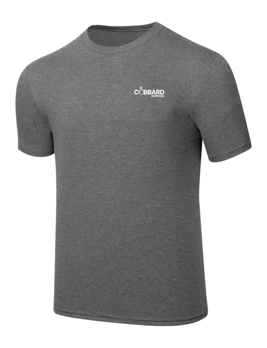 Simply Soft Heathered Medium Grey 4.5oz  Poly/Combed Ring Spun Cotton T-Shirt w/Cubbard Express Logo