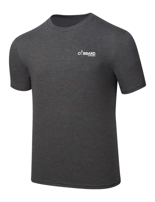 Simply Soft Heathered Charcoal 4.5oz  Poly/Combed Ring Spun Cotton T-Shirt w/Cubbard Express Logo