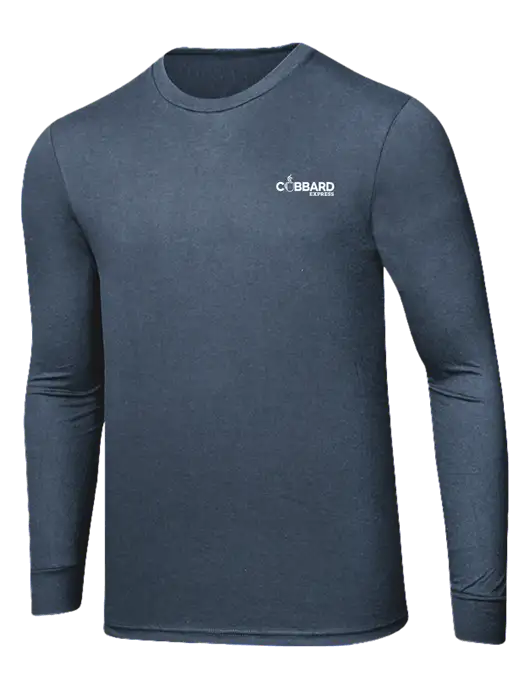 Simply Soft Long Sleeve Navy Frost 4.5 oz, Poly/Combed Ring Spun Cotton T-Shirt w/Cubbard Express Logo