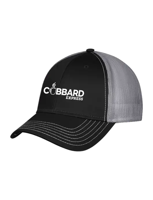 Black & Grey Mesh Trucker Cap Snap Back w/Cubbard Express Logo