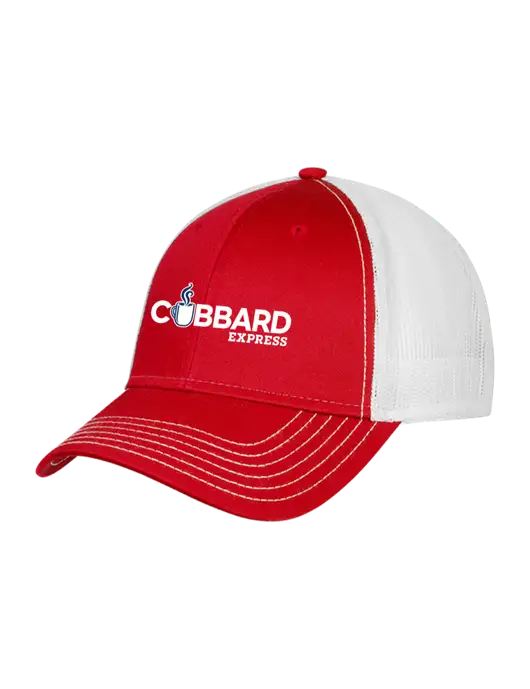 Red/White Mesh Trucker Cap Snap Back w/Cubbard Express Logo