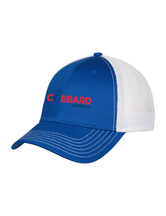 Royal & White Mesh Trucker Cap Snap Back w/Cubbard Express Logo