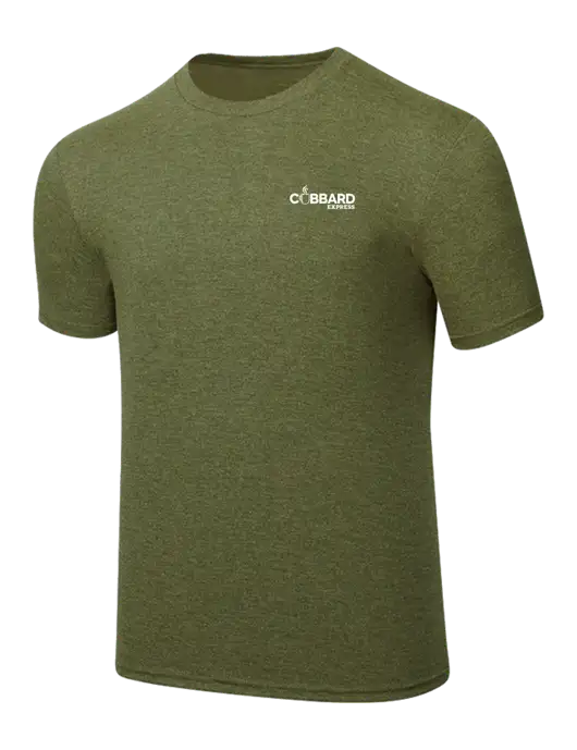 Simply Soft Military Green Frost 4.5oz Poly/Combed Ring Spun Cotton T-Shirt w/Cubbard Express Logo
