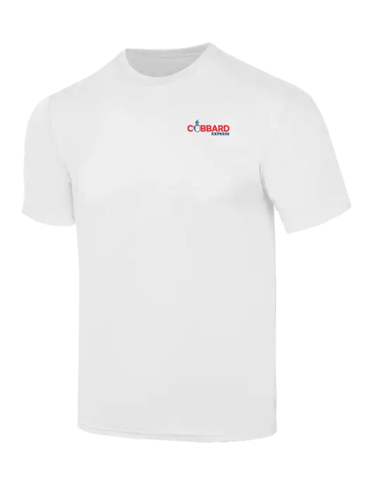 Simply Soft White 4.5oz  Poly/Combed Ring Spun Cotton T-Shirt w/Cubbard Express Logo