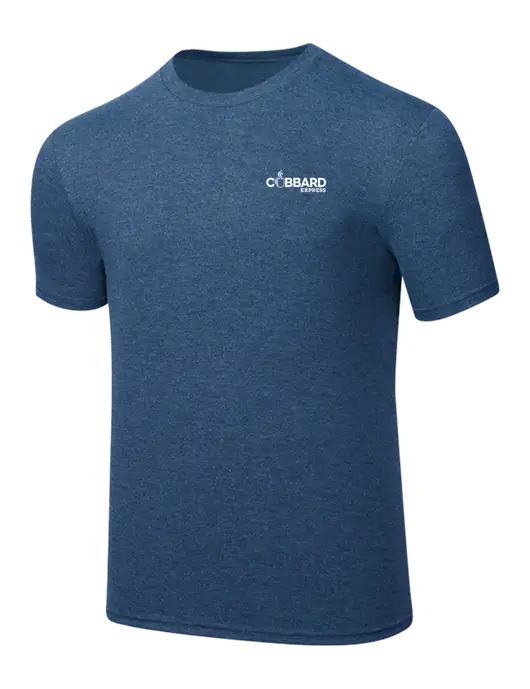 Simply Soft Heathered Navy 4.5oz  Poly/Combed Ring Spun Cotton T-Shirt w/Cubbard Express Logo