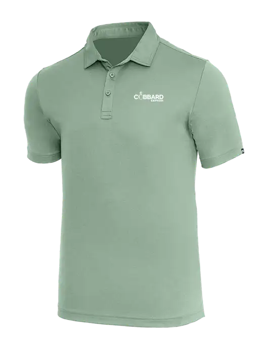 TravisMathew Light Green Heather Coto Performance Polo w/Cubbard Express Logo