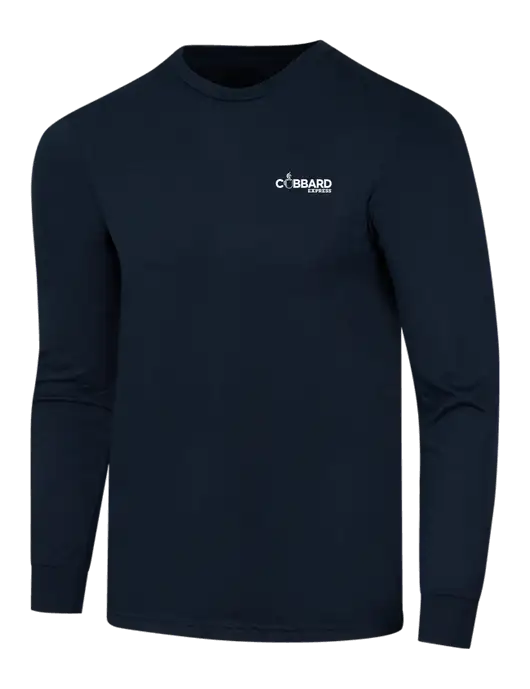 Simply Soft Long Sleeve Navy 4.5 oz, Poly/Combed Ring Spun Cotton T-Shirt w/Cubbard Express Logo