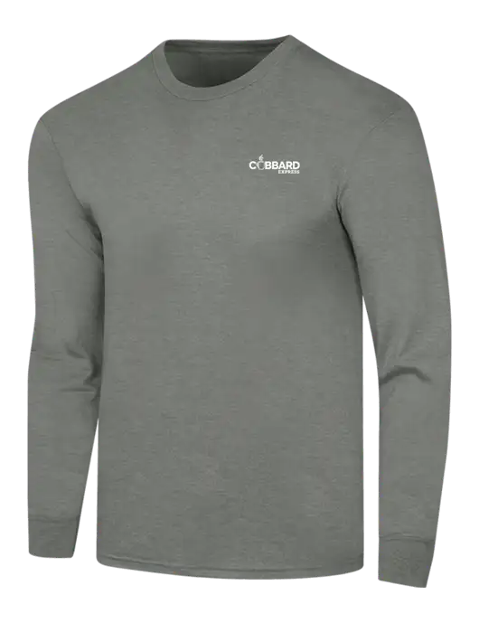 Simply Soft Long Sleeve Heathered Charcoal 4.5 oz, Poly/Combed Ring Spun Cotton T-Shirt w/Cubbard Express Logo