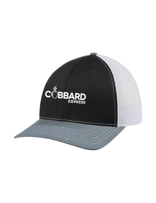 Richardson Adjustable Snapback Original 112 Trucker Cap Black/Light Heather Grey/White Mesh w/Cubbard Express Logo