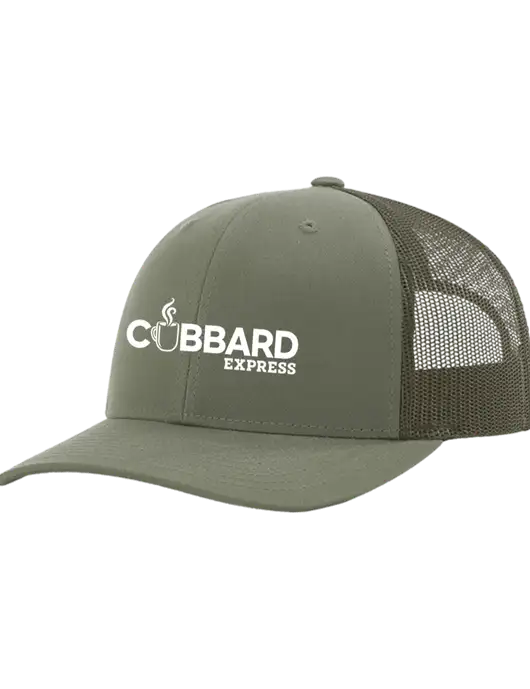 Richardson Adjustable Snapback Original 112 Trucker Cap Medium Olive w/Medium Olive Mesh w/Cubbard Express Logo