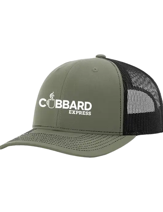 Richardson Adjustable Snapback Original 112 Trucker Cap Medium Olive w/Black Mesh w/Cubbard Express Logo