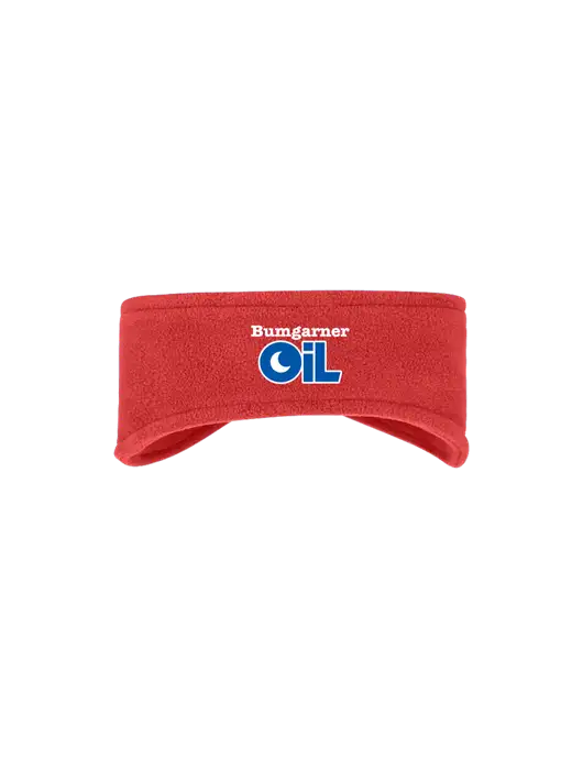 Red Stretch Fleece Headband w/Bumgarner Oil Logo