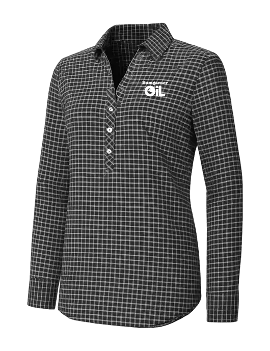 Womens Dark Grey/White City Stretch Shirt w/Bumgarner Oil Logo
