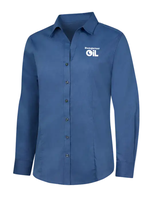 Light Navy Womens Crosshatch Easy Care Shirt w/Bumgarner Oil Logo