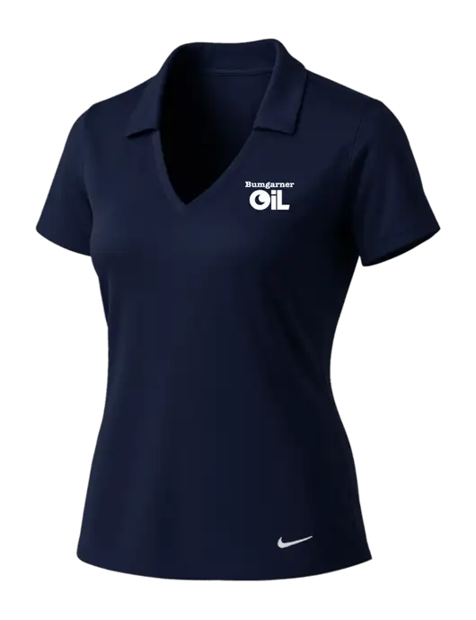 NIKE Dark Navy Womens Dri-Fit Vertical Mesh Polo w/Bumgarner Oil Logo