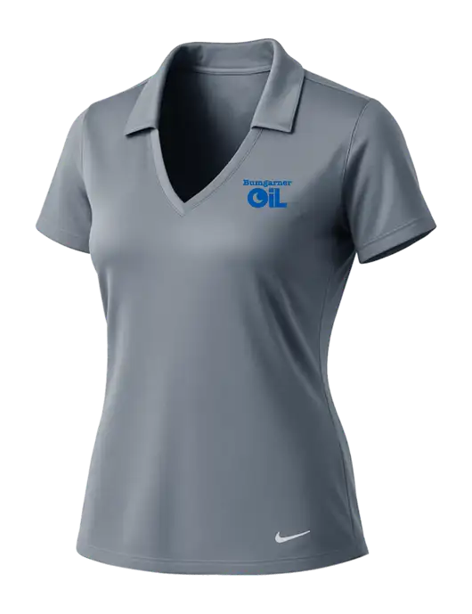 NIKE Medium Grey Womens Dri-Fit Vertical Mesh Polo w/Bumgarner Oil Logo