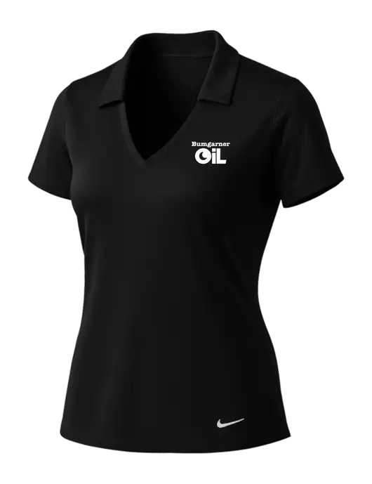 NIKE Black Womens Dri-Fit Vertical Mesh Polo w/Bumgarner Oil Logo