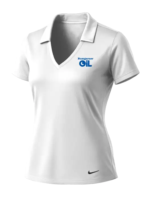 NIKE White Womens Dri-Fit Vertical Mesh Polo w/Bumgarner Oil Logo