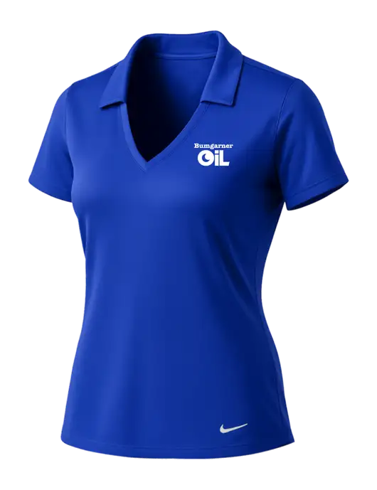 NIKE Dark Royal Womens Dri-Fit Vertical Mesh Polo w/Bumgarner Oil Logo