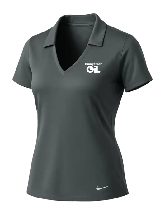 NIKE Dark Grey Womens Dri-Fit Vertical Mesh Polo w/Bumgarner Oil Logo