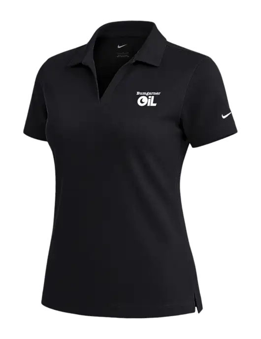NIKE Black Womens Dri-Fit Micro Pique Polo w/Bumgarner Oil Logo