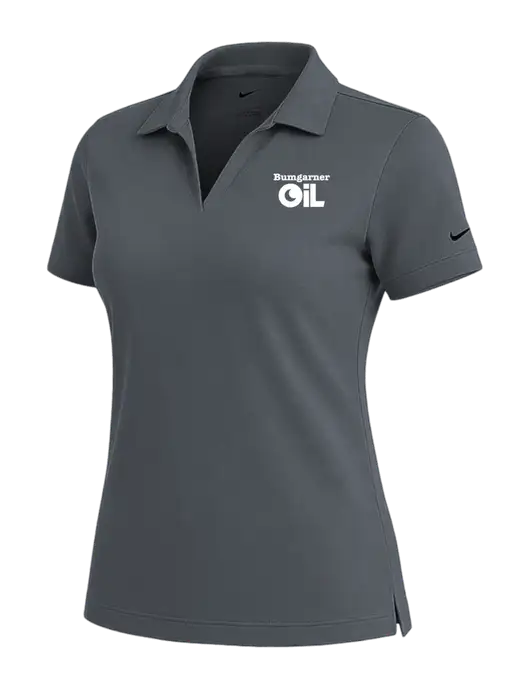 NIKE Dark Grey Womens Dri-Fit Micro Pique Polo w/Bumgarner Oil Logo