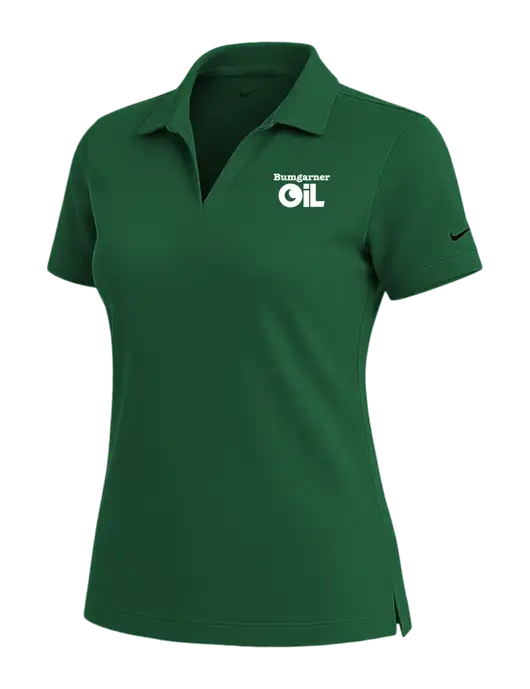 NIKE Dark Green Womens Dri-Fit Micro Pique Polo w/Bumgarner Oil Logo