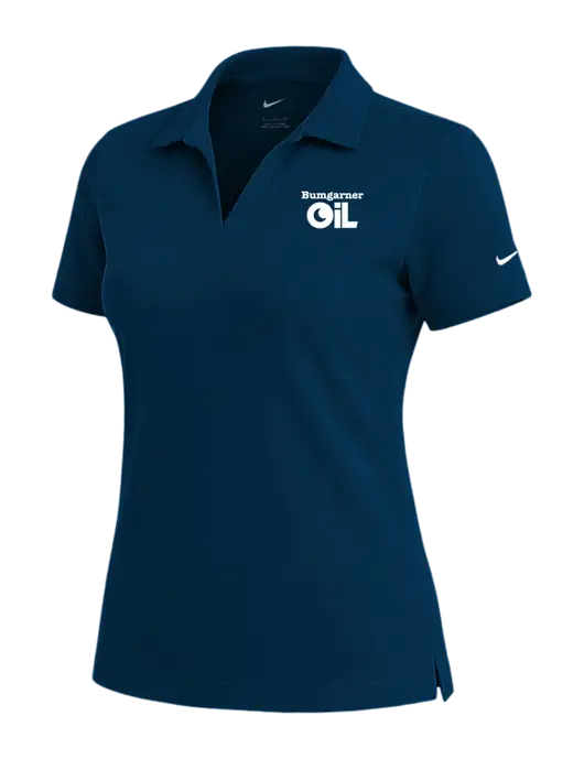 NIKE Navy Womens Dri-Fit Micro Pique Polo w/Bumgarner Oil Logo