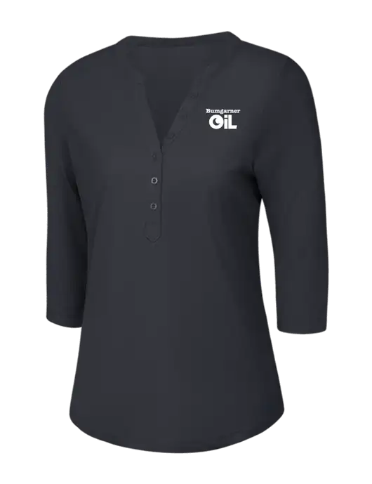 OGIO Charcoal Grey Jewel Henley w/Bumgarner Oil Logo