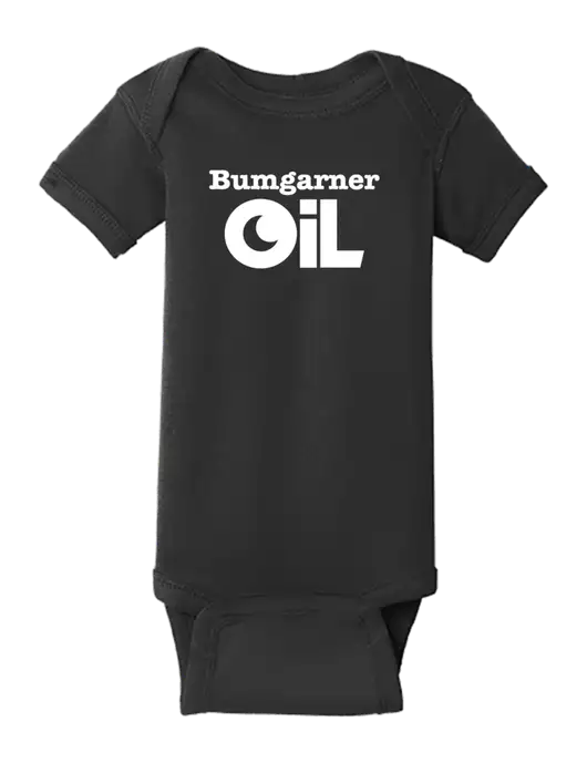 Rabbit Skins Black Infant Short Sleeve Baby Rib Bodysuit w/Bumgarner Oil Logo