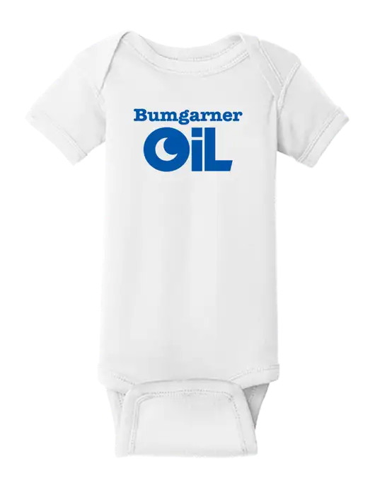 Rabbit Skins White Infant Short Sleeve Baby Rib Bodysuit w/Bumgarner Oil Logo