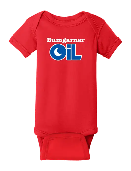 Rabbit Skins Red Infant Short Sleeve Baby Rib Bodysuit w/Bumgarner Oil Logo