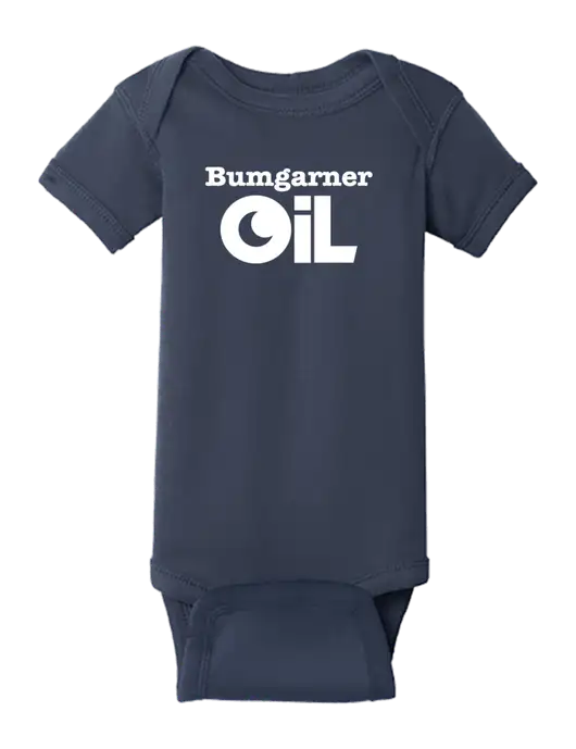 Rabbit Skins Navy Infant Short Sleeve Baby Rib Bodysuit w/Bumgarner Oil Logo