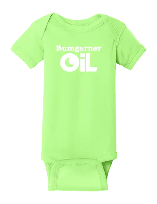 Rabbit Skins Neon Green Infant Short Sleeve Baby Rib Bodysuit w/Bumgarner Oil Logo