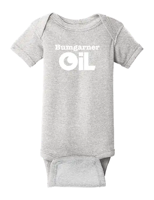 Rabbit Skins Light Grey Heather Infant Short Sleeve Baby Rib Bodysuit w/Bumgarner Oil Logo