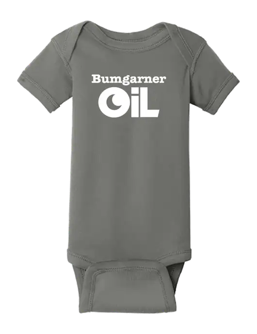 Rabbit Skins Charcoal Infant Short Sleeve Baby Rib Bodysuit w/Bumgarner Oil Logo