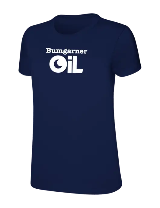 Womens Ring Spun Navy 4.5 oz T-Shirt w/Bumgarner Oil Logo
