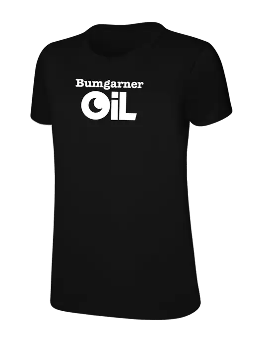 Womens Ring Spun Jet Black 4.5 oz T-Shirt w/Bumgarner Oil Logo