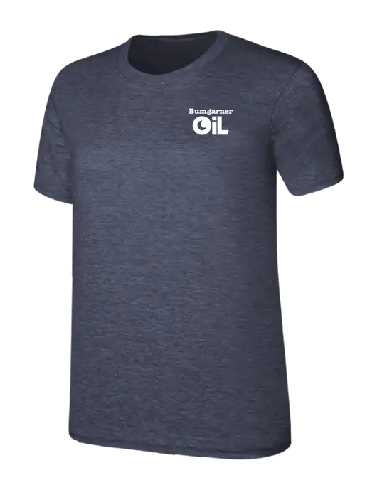 Womens Ring Spun Heather Navy 4.5 oz T-Shirt w/Bumgarner Oil Logo