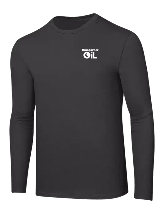 Ring Spun Charcoal 4.5 oz Long Sleeve T-Shirt w/Bumgarner Oil Logo